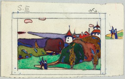 Landscape with Couple in Medieval Costume, verso: Fragment of an Armored Knight by Wassily Kandinsky
