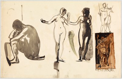 Female Nudes and St. Hubertus, verso: Female Nudes by Wassily Kandinsky