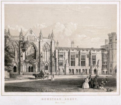 West aspect of Newstead Abbey, Nottinghamshire, c. 1860 by Waterlow and Sons