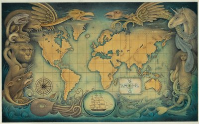 The world map of fantasy creatures by Wayne Anderson