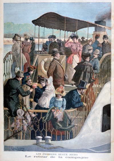 Parisians returning from the countryside by boat by Weber