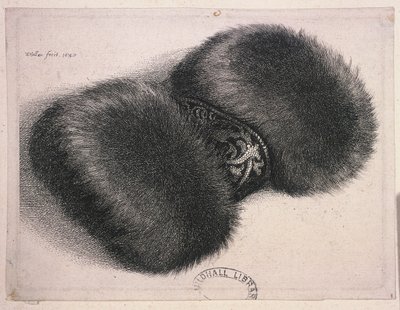 A Large Muff with a Band of Brocade by Wenceslaus Hollar