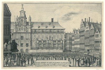 Proclamation of the Peace of Münster in Antwerp, 1648 by Wenceslaus Hollar