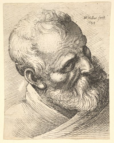 Bearded Old Man with a Tilted Head by Wenceslaus Hollar