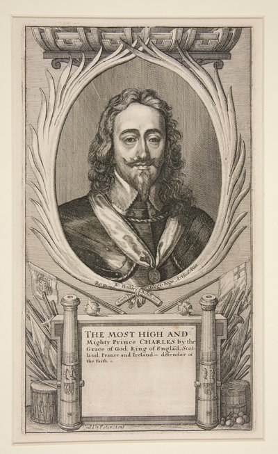 Charles I and the Camps of his Army in the Scottish War (cut version: portrait only) by Wenceslaus Hollar