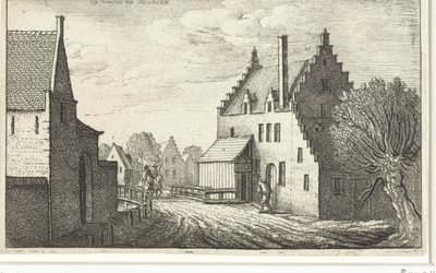 Village Street in Hemsen Near Mechelen (Gezichten op Europese Steden) by Wenceslaus Hollar