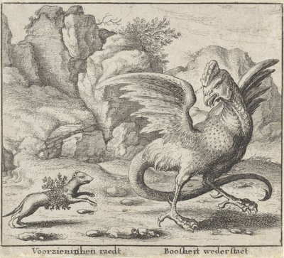Fable of the Basilisk and the Weasel by Wenceslaus Hollar