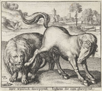 Fable of the Lion and the Stallion by Wenceslaus Hollar