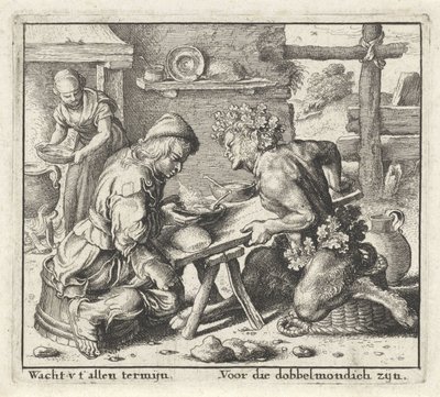 Fable of the Satyr and the Farmer (series title: Fables) by Wenceslaus Hollar