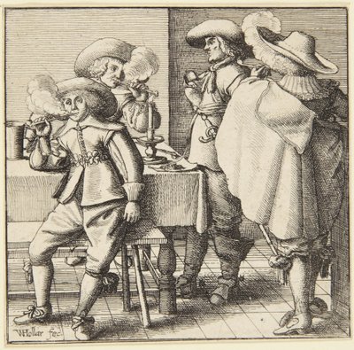 Four Men Smoking by Wenceslaus Hollar
