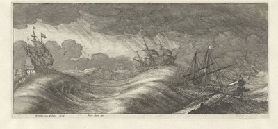 Galley and Other Ships in a Sea Storm (Sea Storms series) by Wenceslaus Hollar