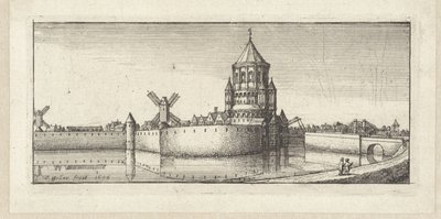 View of the Kleine Houtpoort in Haarlem by Wenceslaus Hollar