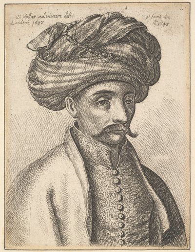 Head and Shoulders of a Turk, with a Moustache and a Large Turban by Wenceslaus Hollar