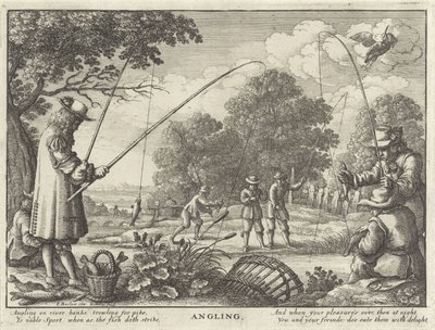 Fishing (title on object) (series title) by Wenceslaus Hollar