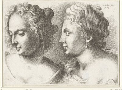Heads of Two Young Women by Wenceslaus Hollar