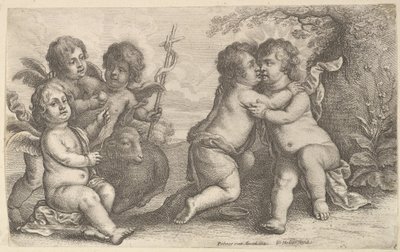 Jesus and St. John Embracing, with Cherubs by Wenceslaus Hollar