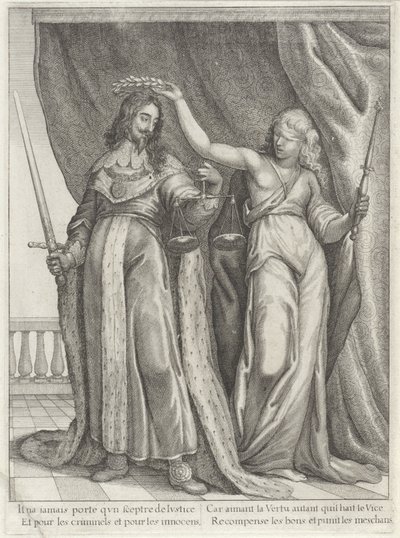 King Charles I of England Crowned by Justice by Wenceslaus Hollar