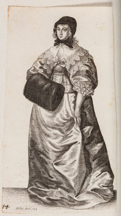 Woman with a Bonnet and Muff by Wenceslaus Hollar