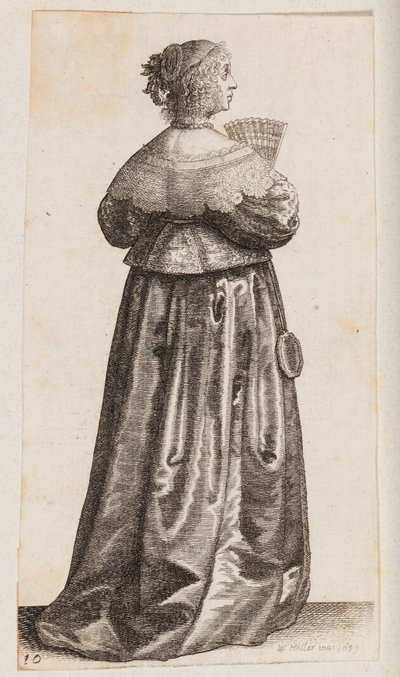 Woman with a Fan and a Mirror, Seen from Behind by Wenceslaus Hollar