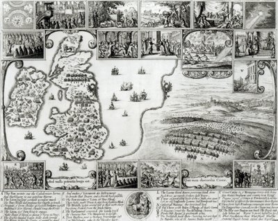 Map of Civil War England and a View of Prague, 1632 by Wenceslaus Hollar