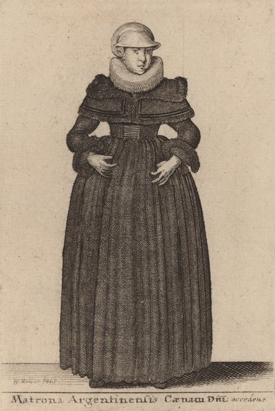 Matrona Argentinensis Caenam Dni Accedens e des Nymphs by Wenceslaus Hollar