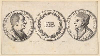 Medallions with Portraits of Sebald Beham and Anna Beham by Wenceslaus Hollar