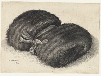 Fur Muff Decorated with a Ribbon (Muffs) by Wenceslaus Hollar