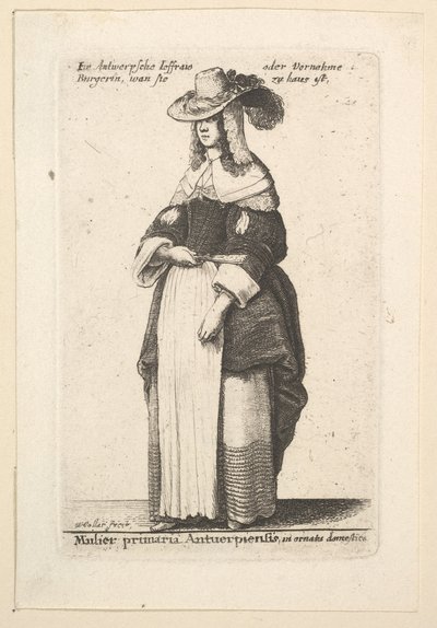 Gentlewoman of Antwerp in Domestic Attire by Wenceslaus Hollar