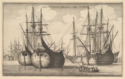 Dutch Freighters or Flutes by Wenceslaus Hollar
