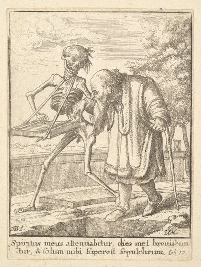 Old man, from the Dance of Death, 1651 by Wenceslaus Hollar