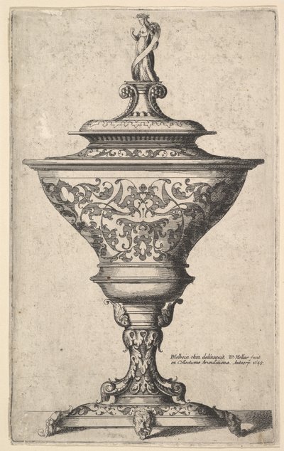 Ornate Goblet on Feet of Masks by Wenceslaus Hollar