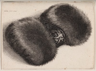 Fur Muff with a Brocade Ribbon by Wenceslaus Hollar