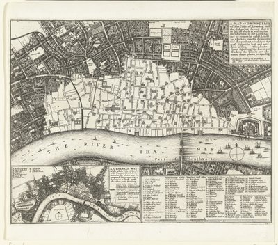 Map of London After the Great Fire of 1666 by Wenceslaus Hollar