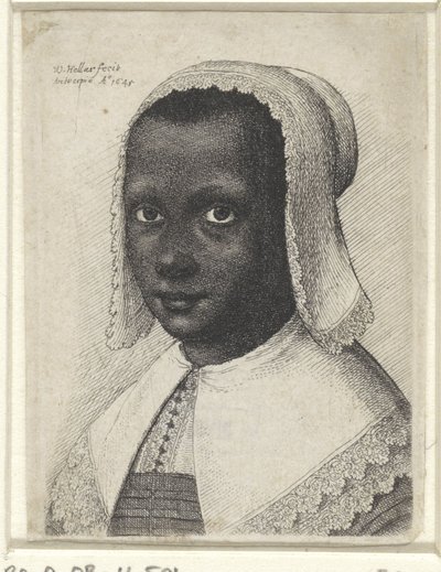 Portrait of a young black woman by Wenceslaus Hollar
