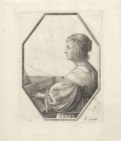 Portrait of a Woman Behind a Virginal by Wenceslaus Hollar