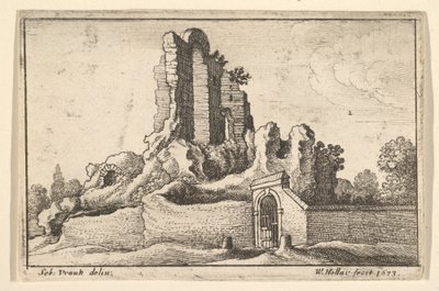 Ruins and a barred gate on the Esquiline Hill in Rome, 1673 by Wenceslaus Hollar