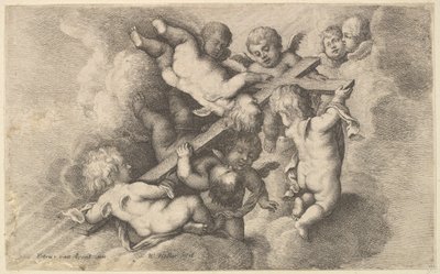 Seven Putti Carrying the Cross by Wenceslaus Hollar