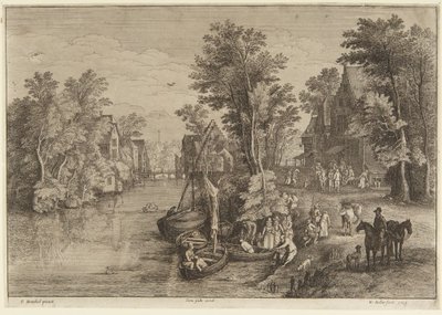 The Ferry in the Village by Wenceslaus Hollar