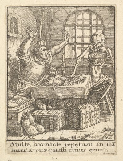 The Miser, from the Dance of Death, 1651 by Wenceslaus Hollar