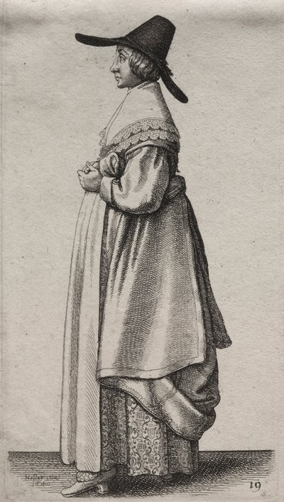The Woman with a Mannish Hat and Flowered Petticoat by Wenceslaus Hollar