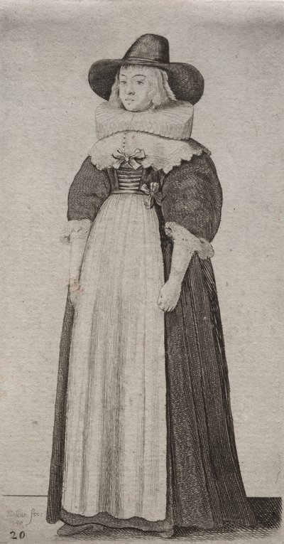 The Woman with a Mannish Hat and Ribboned Bodice by Wenceslaus Hollar