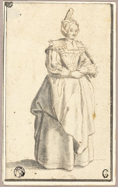 The Lady with the Small Raised Cap, after a Print from La Noblesse by Wenceslaus Hollar
