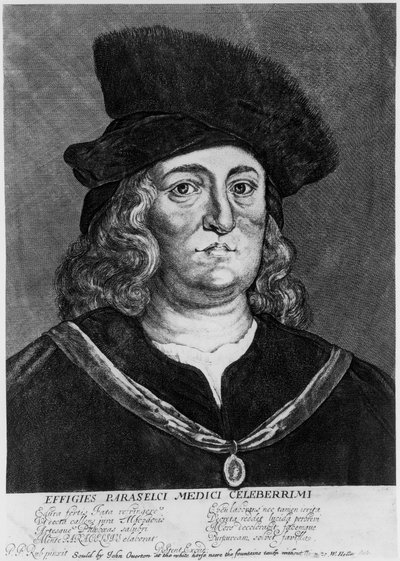 Theophrastus Bombastus von Hohenheim Paracelsus, Swiss Alchemist and Physician by Wenceslaus Hollar