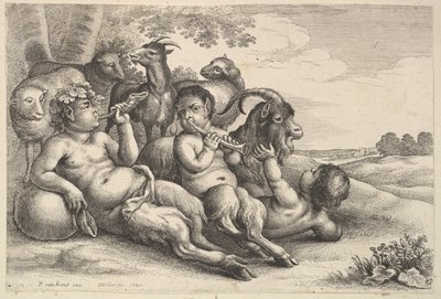 Two Young Satyrs and a Boy, 1647 by Wenceslaus Hollar