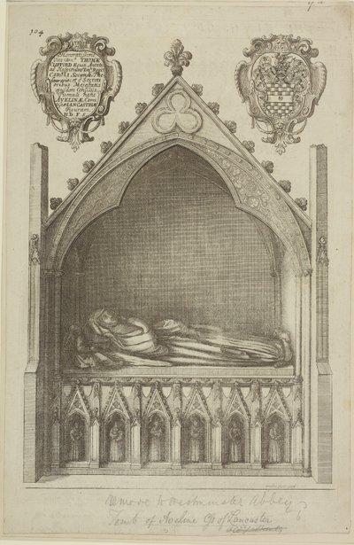 View of the Tomb of Avaline, Countess of Lancaster (Wife of Edmund, Earl of Lancaster) in Westminster Abbey by Wenceslaus Hollar