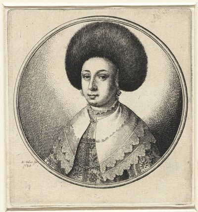 Woman with Lace Collar, Earrings, and Fur Hat by Wenceslaus Hollar