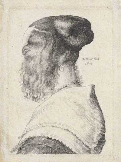 Woman with Hair Up, Seen from the Back by Wenceslaus Hollar