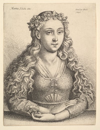Woman with a Wreath of Oak Leaves by Wenceslaus Hollar