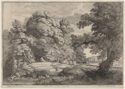 The Bridge over the Waterfall by Wenceslaus Hollar after Jacques d