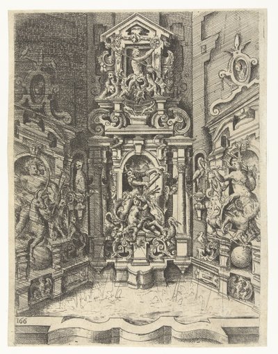 Large Fountain Built Between Three Walls (Fountains, Wells, Chimneypieces, Capitals, Windows, and Altarpieces) by Wendel Dietterlin (I)
